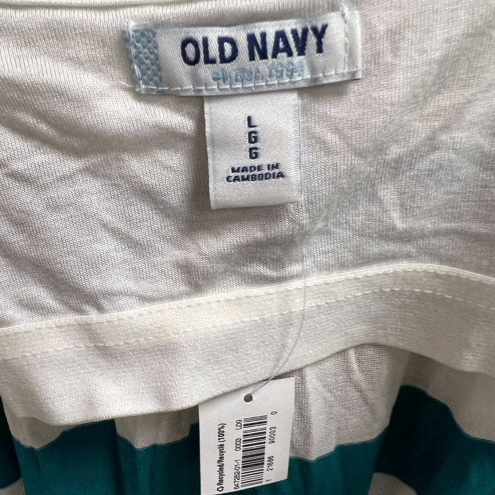 Old Navy - New with Tags - Striped Teal/White, Size: Large - Picture 4 of 5